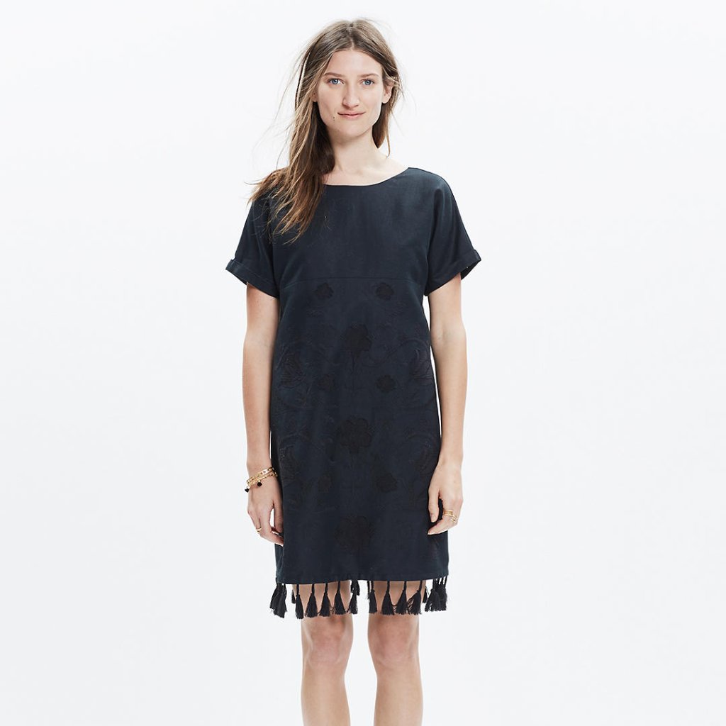 Madewell Embroidered Tassle Tee Dress Size S